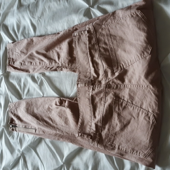 Helmut Lang Sz 0 Slub Twill Cropped Blush Pink Skinny Zip Ankle Flax Blend Pants - Picture 17 of 17